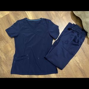 Scrubstar navy blue top and bottom set